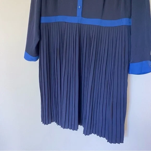 ModCloth Just My Typist Dress Women’s Sz 20 Pleated, Button Front Navy Blue - Picture 6 of 13